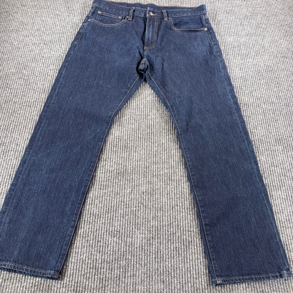 Brooks Brothers Straight Fit Jeans Mens 35x30(28) Drk Wash Indigo Blue Stretch